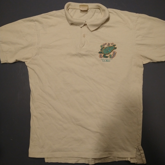 '90s vintage LL Bean polo M white USA made measurement Good condition ridley tur - Picture 1 of 6
